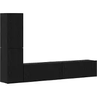 Syfax Wand tv-kast Wandgemonteerd 2 pcs Zwart Eiken Bewerkt hout