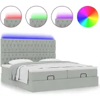 Syfax Ottoman bed met matrassen en LED's 180x200cm fluweel lichtgrijs