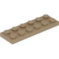 LEGO 2x6 Platte steen 3795 - 100 stuks, donkerbeige