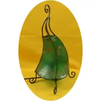 SIMANDRA Oosterse lamp, hennep lamp, Marokkaanse lederen lamp, tafellamp, vloerlamp, Coq Gecko, 40 cm, groen