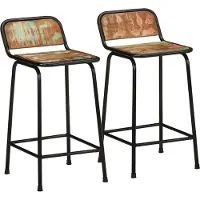 Syfax Barkrukken 2 st 46x35,5x80 cm massief gerecycled hout