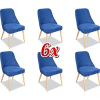 AEA Küche Esszimmer Stühle 6x Stuhl Gruppe Stühle Garnitur Textil Stoff Holz Möbel