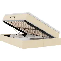vidaXL Opslag bed met matras met opslag Crème 140 x 190 cm Polyester