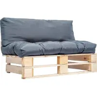 Syfax Tuinbank pallet met grijze kussens grenenhout
