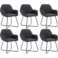 The Living Store : Eetkamerstoelen, 6 stuks, zwart, met stoffen bekleding