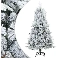 Syfax Kunst Kerstboom met Geveerde Takken, Sneeuw Bedekt Wit 120 cm