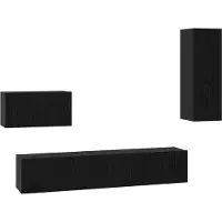Syfax Wand TV Kast Wandgemonteerd 4 pcs Zwart Eiken Bewerkt hout