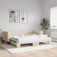 Prolenta Maison Exclusive - Uittrekbaar dagbed, crème kleur, 100x200 cm, stof