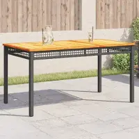 Prolenta Maison Exclusive - Tuintafel, zwart, 140x80x75 cm, polyrotan en acaciahout