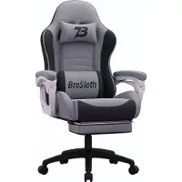 ITImport Ergonomische gamingstoel met voetsteun en lendensteun, grijs