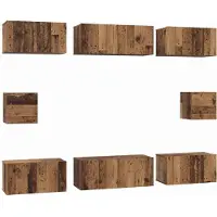 Syfax Tv-meubelset Wandgemonteerd 8 pcs Oud Hout Bewerkt hout