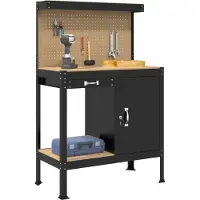 vidaXL Werkbank Zwart 90 x 49 x 141 cm Samengesteld Hout en Metaal