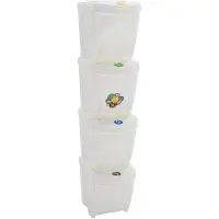 The Living Store Vuilnisbakken - Wit - 39.2 x 29.3 x 33.5 cm (B x D x H) - 100 L (25 L x 4) - Met afvalscheidingslabels