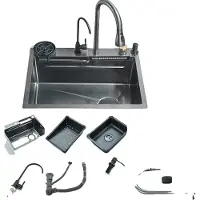 OEM RVS spoelbak voor de keuken, grote enkele kom, digitale waterkraan, 60x45 cm, model 003