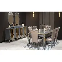 AEA Luxueuze eethoek, eettafel, stoelen, meubels, complete eethoek, 8-delig.