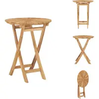 vidaXL Opklapbare tuintafel, diameter 60 cm, massief teakhout - Tuintafels