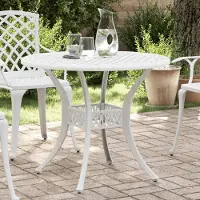 Prolenta Maison Exclusive - Tuintafel, wit, Ø90x75 cm, aluminium gietwerk