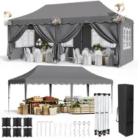 OEM Pop-up paviljoen, waterdicht, met UV-bescherming, stevig aluminium frame, donkergrijs