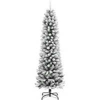 Syfax Kunstkerstboom met sneeuw smal 210 cm PVC en PE