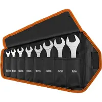 Neo Tools Platte, dubbelzijdige sleutels, extra dun, 5,5 x 27 mm, set van 8 stuks, met stoffen etui
