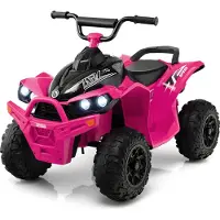 Costway 12V Elektrische kinderquad, elektrische quad met een snelheid van 2,2/4,3 km/u, elektrische quad voor kinderen van 3-8 jaar (roze)