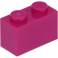 LEGO : 100 stuks blokjes 1x2 in de kleur 'Magenta'