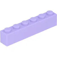 LEGO 100 stuks 3009, bouwsteen 1x6, basisstenen, 100 stuks, kleur: lavendel