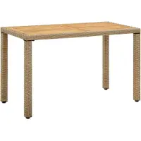 Prolenta Maison Exclusive - Tuintafel Beige, 123x60x74 cm, van polyrotan en massief acaciahout