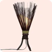 SIMANDRA Bali Aziatische lamp, jungle-stijl, 60x35 cm - prachtige sfeerverlichting - vloerlamp van natuurlijke materialen, wit