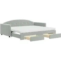 vidaXL Slaapbank onderschuifbed en lades 90x190 cm fluweel lichtgrijs