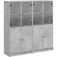 Syfax Boekenkast met deuren 136x37x142 cm bewerkt hout betongrijs