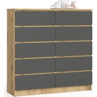 Akord Ladekast K120 met 10 Lades / Furniture Factory / Artisan Eik - Grafietgrijs / 120 x 121 x 40 cm