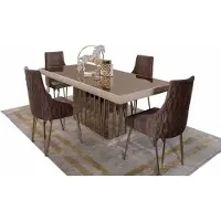 AEA Luxus Esszimmer set Esstisch 4x Stühle Metall Stuhl Textil Essgruppe Garnitur