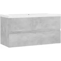 vidaXL Wastafelkast met ingebouwde wastafel bewerkt hout betongrijs