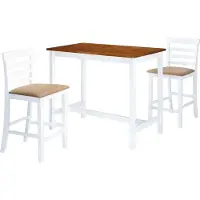 Prolenta Maison Exclusive - Bartafel met stoelen, 3-delig. Massief hout, bruin en wit