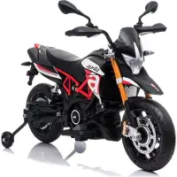 Beneo Elektrische motor APRILIA DORSODURO 900, met licentie, 12-volt accu, zachte EVA-wielen, 2 x 18-watt motoren, vering, metalen frame, metalen voorvork, extra wielen, rood