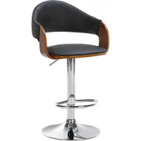 CLP Barkruk Nilse - kunstleer, chroom frame - notenhout/zwart