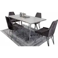 AEA Komplett Set Esstisch 4x Stühle Esszimmer Set Ess Gruppe Metall Tisch