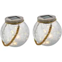 Lumisky Set van 2 zonneballen H13cm CRACK BALL CORD