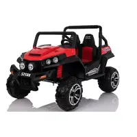 Beneo Elektrische kinderauto RSX, rood - 2x12V, 4 motoren, 2,4 GHz afstandsbediening, twee stoelen van kunstleer, zachte EVA-wielen, FM-radio, Bluetooth