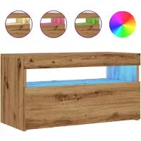 vidaXL Tv-meubel met LED 75x35x40 cm bewerkt hout artisanaal eiken