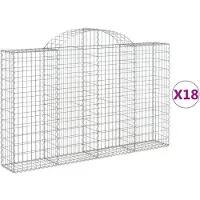 vidaXL Schanskorven 18 st gewelfd 200x30x120/140 cm ijzer