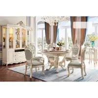 AEA Perlweiß Esszimmer Set Esstisch 6х Stühle Vitrine 8tlg Luxus-Set