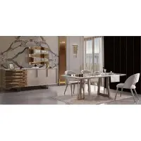 AEA Luxus Essecke Essgruppe Esszimmer Esstisch Stühle Beige Holz Set 8tlg