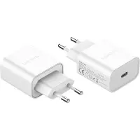 DUX Wandlader, netvoeding met USB-C aansluiting (Type-C), 20W snellader, 3A, compatibel met smartphones, wit