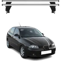 Omac dakdrager basissteun voor Seat Ibiza 2002-2009, ABE-certificering, aluminium, zilver, 2-delig