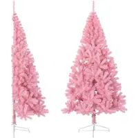 Prolenta Maison Exclusive - Kunstkerstboom, halvhoge variant met voet, roze, 210 cm, PVC