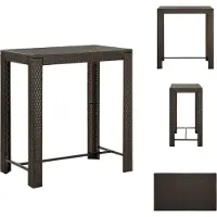 vidaXL Tuin-bistroset bruin, 100x60,5x110,5 cm, polyrotan - Tuintafel