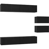 Syfax Tv-meubelset Wandgemonteerd 6 pcs Zwart Eiken Bewerkt hout
