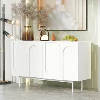 Merax dressoir met 4 deuren en verstelbare legplanken, commode, buffet, modern minimalistisch, puur wit, wit